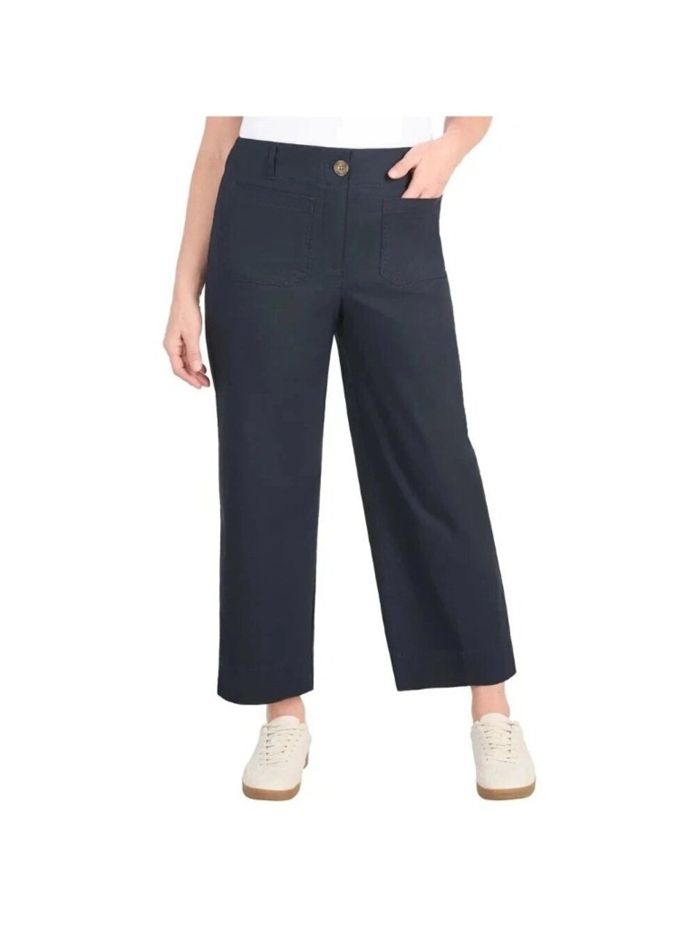 NWT Hilary Radley Women's 12 Navy Wide Leg Stretch Pants Rayon Blend G2228